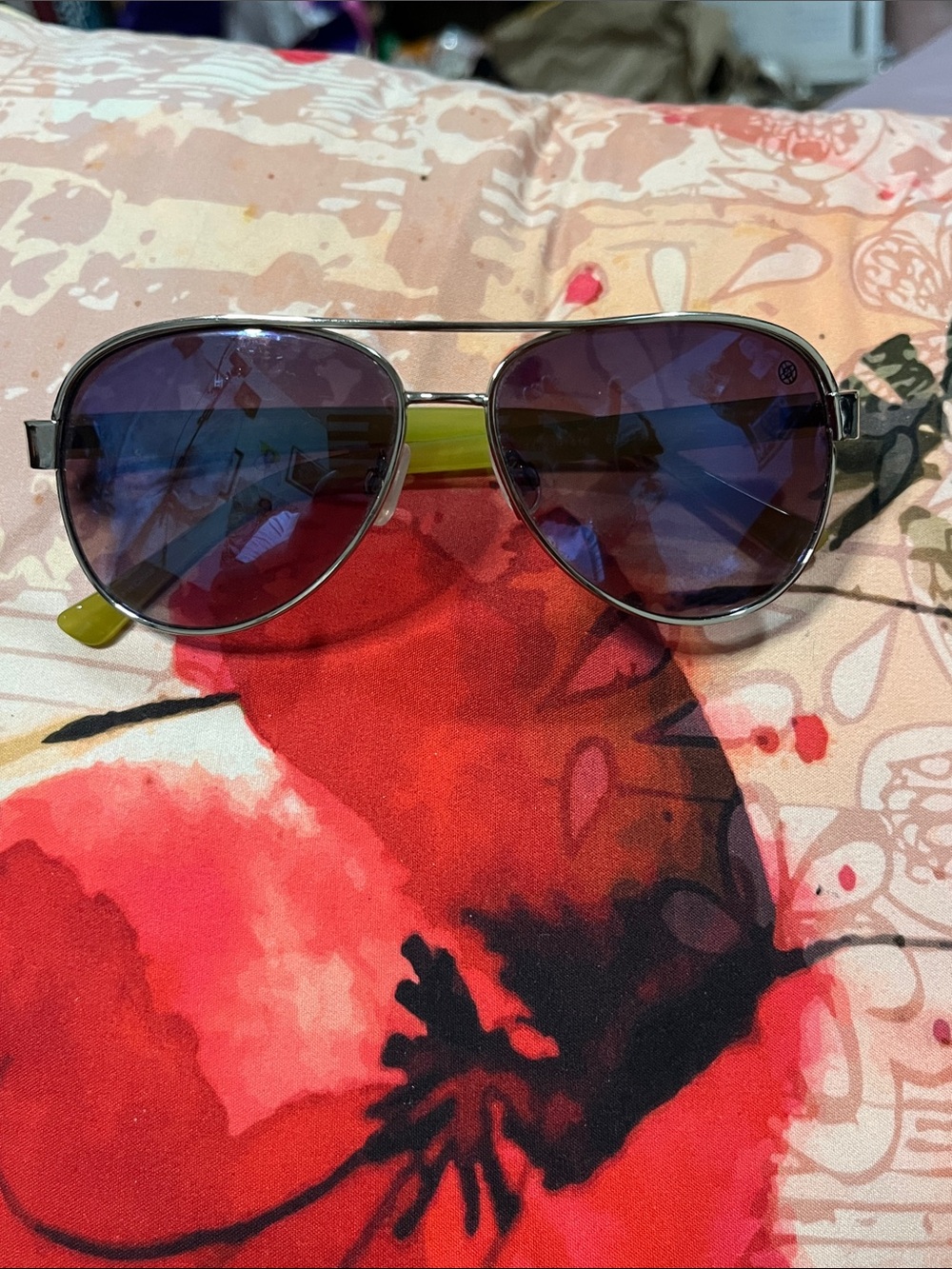 Nicole by Nicole Miller Aviator Sunglasses with Purple Mirrored Lenses